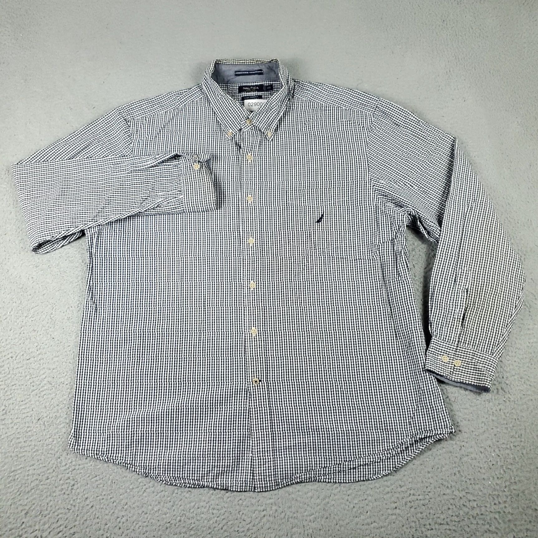 Nautica Nautica Casual Button-Up Shirt Mens 2XL Blue White Check Long Sleeve Size US XXL / EU 58 / 5 - 3 Thumbnail