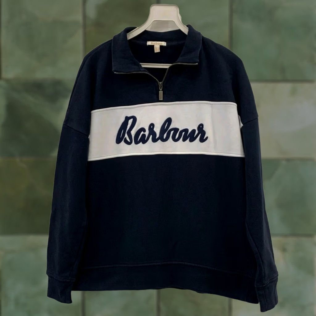 Barbour Barbour Otterburn 1/4 Zip Sweatshirt Men’s Small Navy Logo Cotton Pullover Slat 1990s Leather? Size US S / EU 44-46 / 1 - 1 Thumbnail