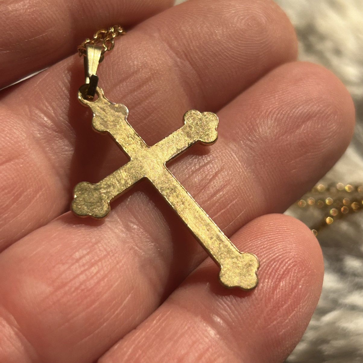 Vintage Vintage gold plated cross pendant on chain necklace Size ONE SIZE - 7 Thumbnail