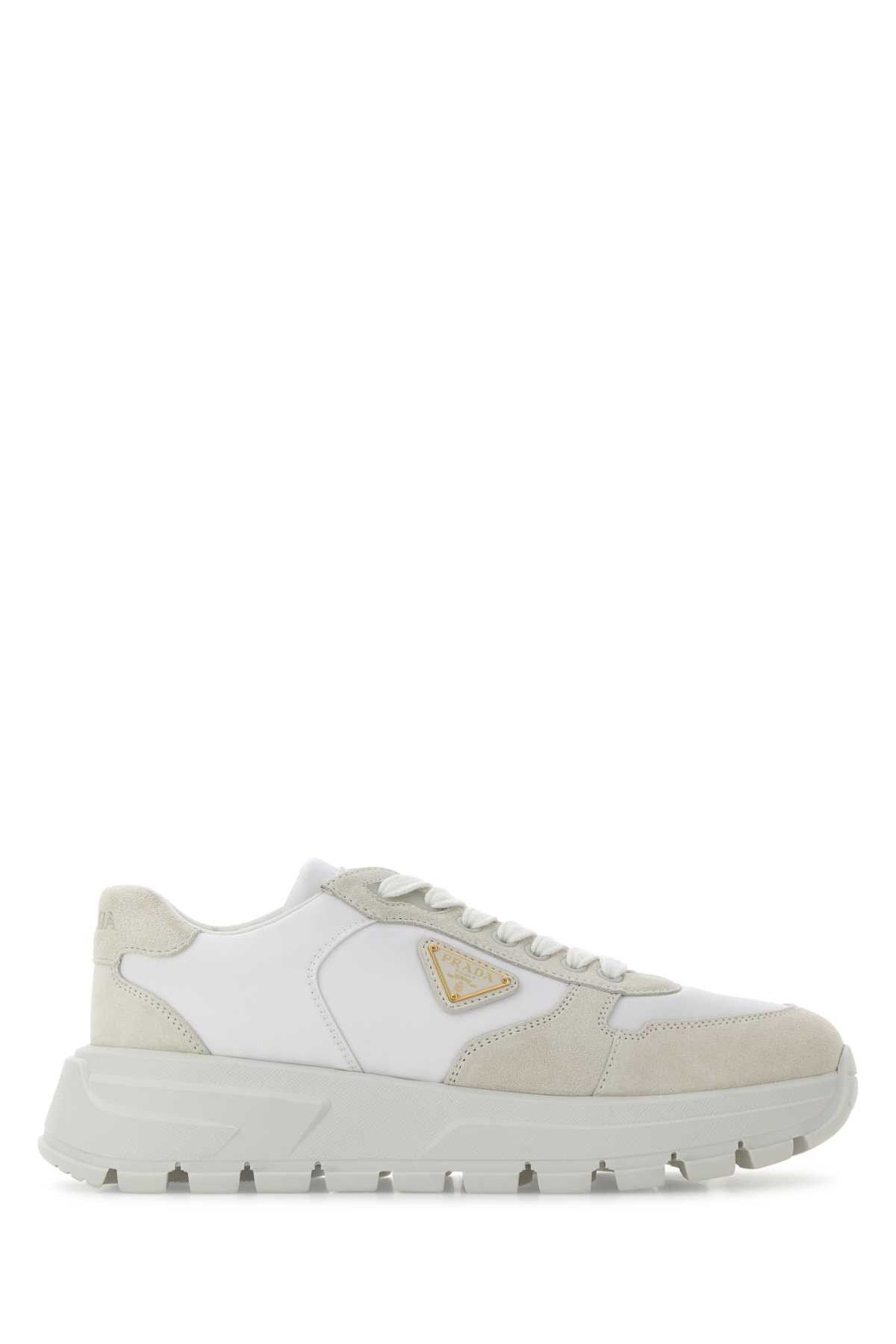 Prada White Suede And Re-Nylon Sneakers Size US 10 / IT 40 - 1 Thumbnail