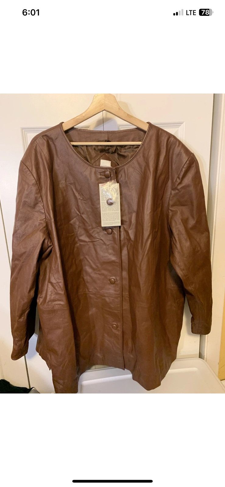 Roaman’s womens sz 34 leather top jacket brown