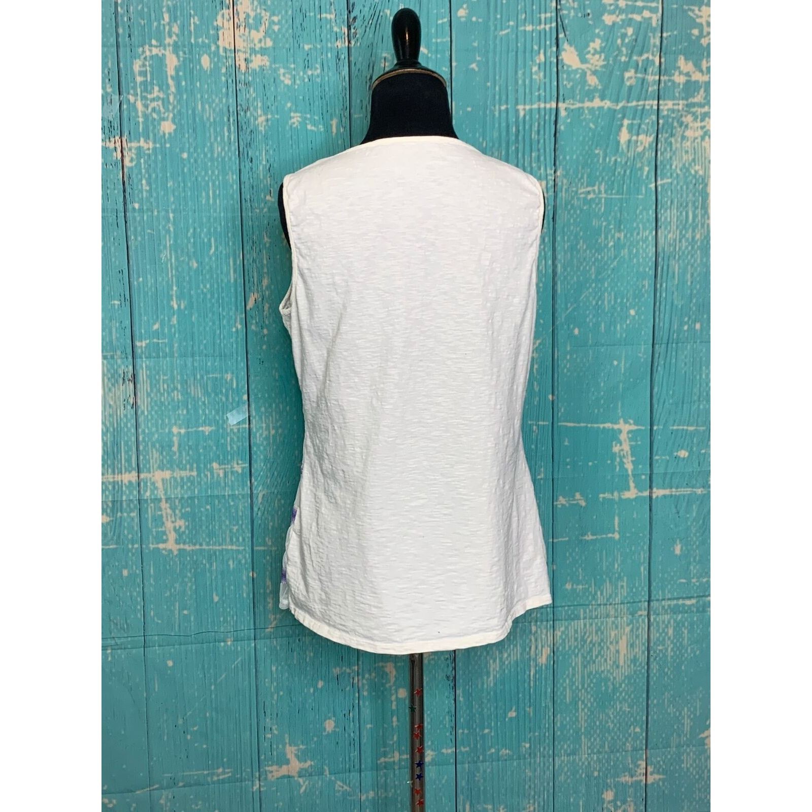 Coldwater Creek Coldwater Creek white purple stripe casual top size Medium Size M / US 6-8 / IT 42-44 - 2 Thumbnail