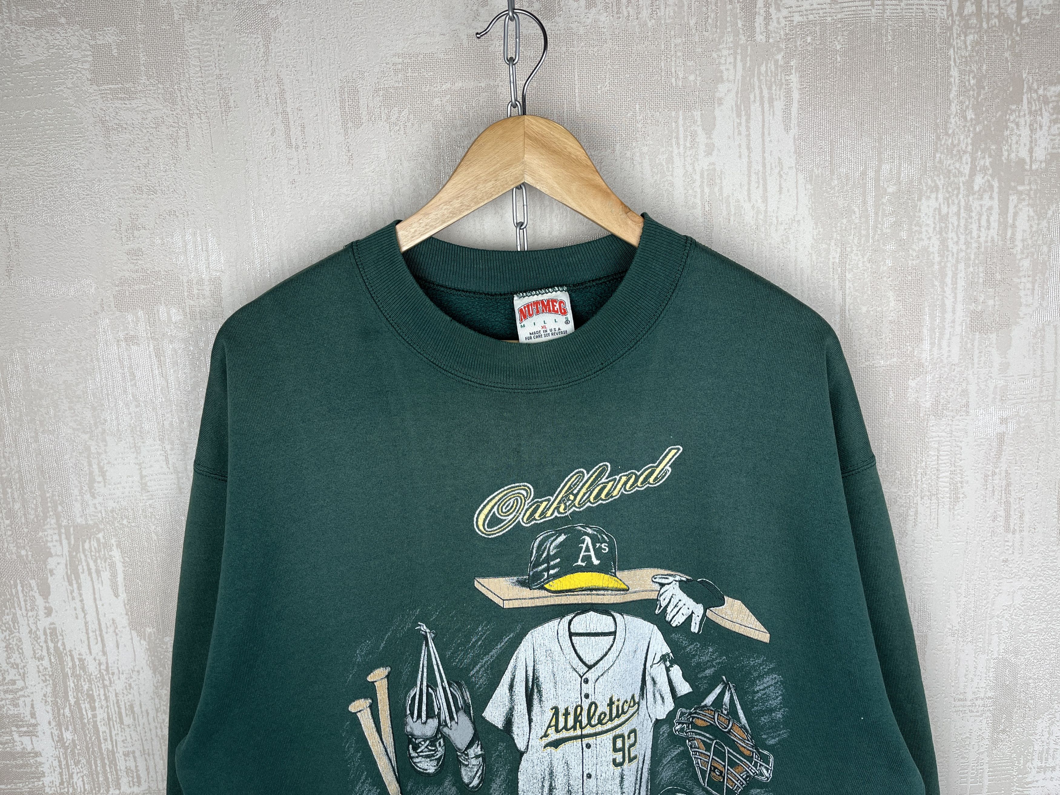 Nutmeg 90's Oakland Athletics A's MBL Nutmeg Vintage Sweatshirt Size US XL / EU 56 / 4 - 3 Thumbnail