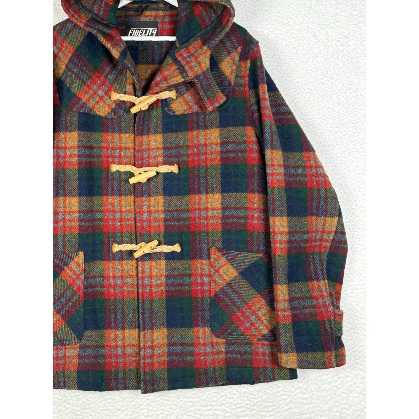 Vintage VINTAGE Fidelity Wool Plaid Toggle Jacket Hooded Mens Large Size US L / EU 52-54 / 3 - 6 Thumbnail
