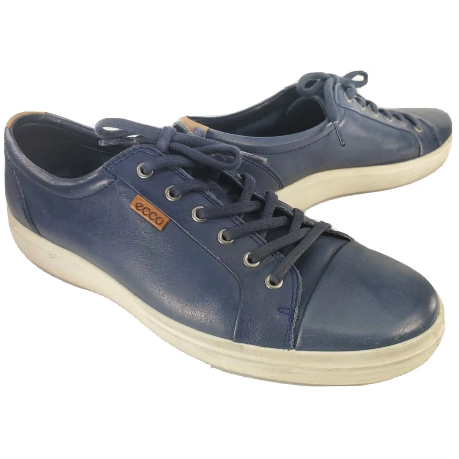 Ecco VINTAGE ECCO Mens Soft 7 Navy Blue Leather Shoes 13M 47EU Low Top Sneaker Comfort Casual Mens Size US L / EU 52-54 / 3 - 2 Thumbnail