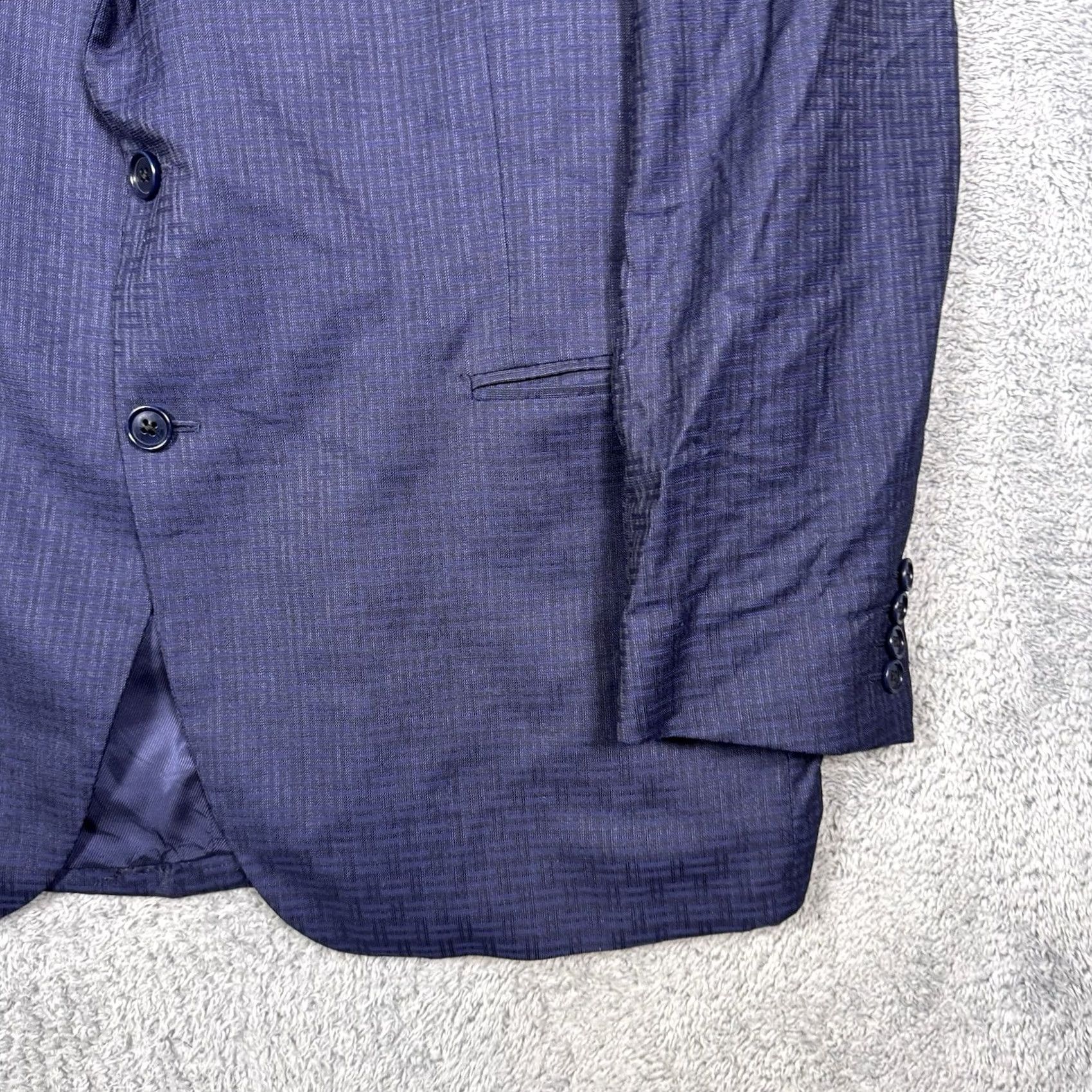 Tallia Coppley Sport Coat Mens 42R Blazer Wool Blue 2-Button Notch Lapel Double-Vented Regular Fit Geometric Napoli Tallia Di Delfino Napoli Blazer Suit Size 42R - 5 Thumbnail