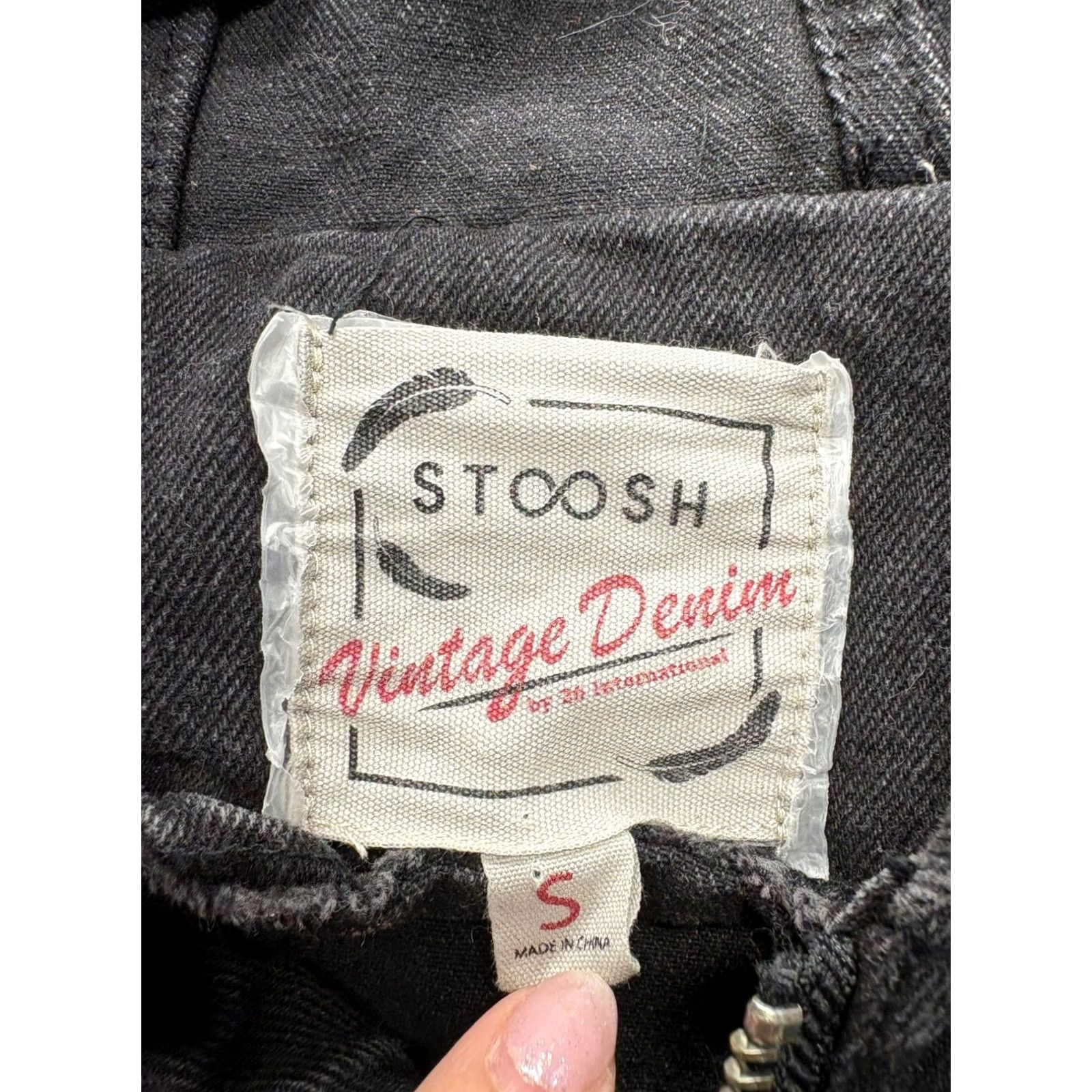 Denime Stoosh Cropped Black Denim Jacket Womens S Hoodie Jacket? Size 28" / US 6 / IT 42 - 4 Thumbnail