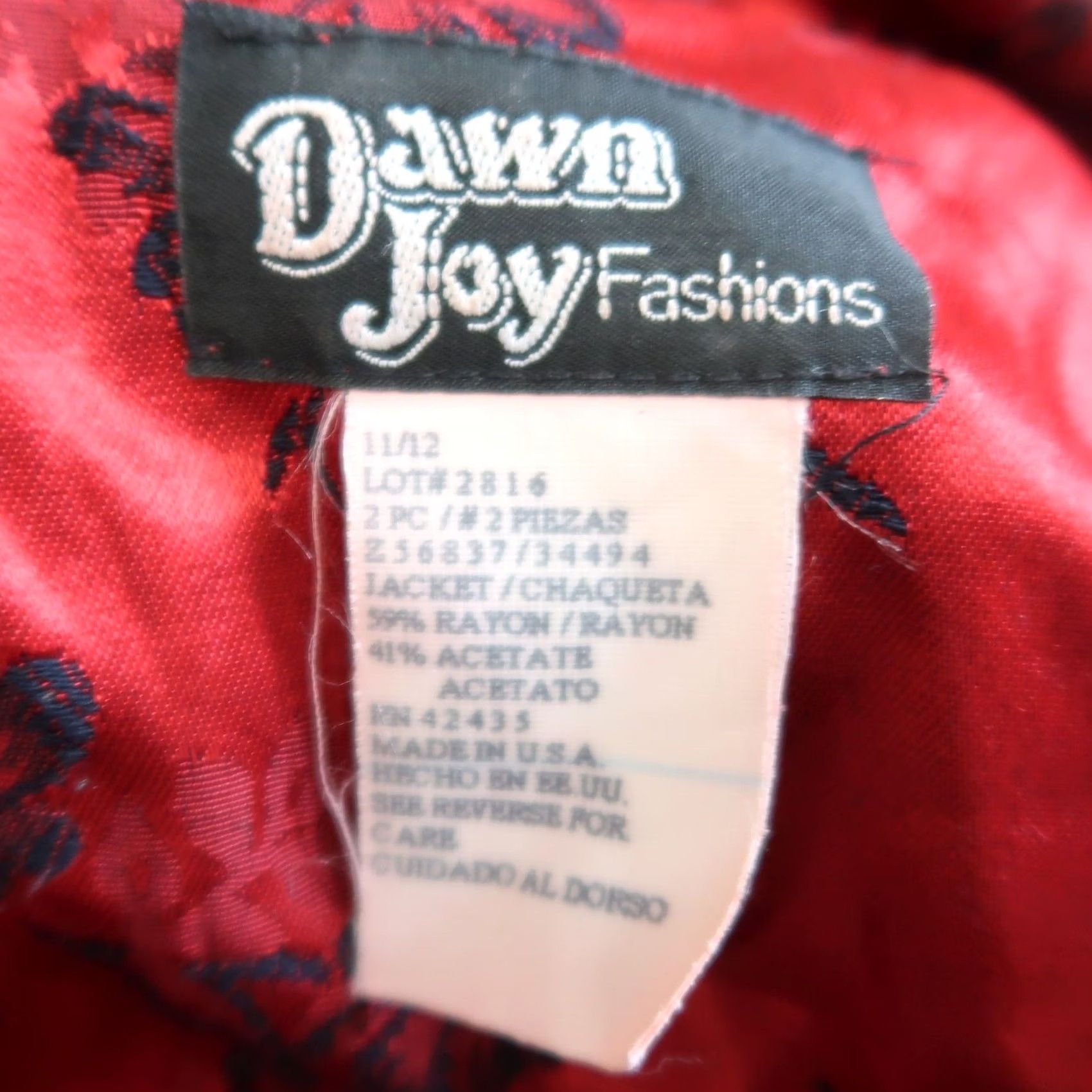 Vintage VINTAGE 90s Dawn Joy Blazer Jacket Floral Satin Red Women's 12 Short Button Front Deep Red Satin 21" Measurements 90s Theme Girls Womens Size XL / US 12-14 / IT 48-50 - 5 Thumbnail