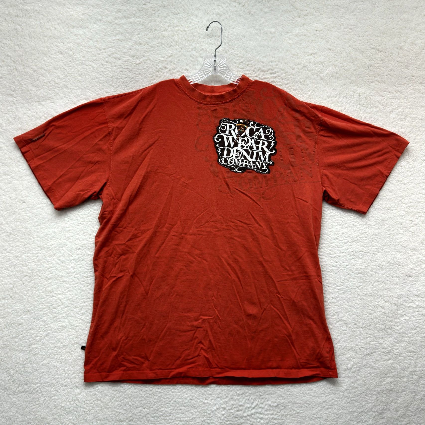 Rocawear VINTAGE Rocawear T-Shirt 3XL Mens Orange Logo Patch Studded Streetwear Graphic Tee Hip Hop Size US XXL / EU 58 / 5 - 2 Thumbnail