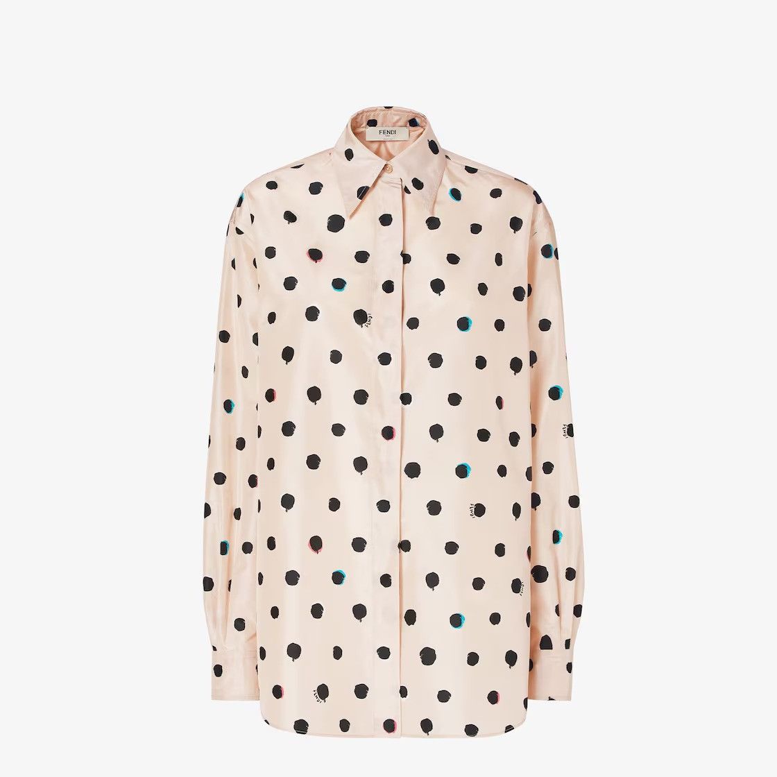 Fendi os11x0526 Falena Dots Silk Shirt in Pink/Black Size S / US 4 / IT 40 - 1 Thumbnail