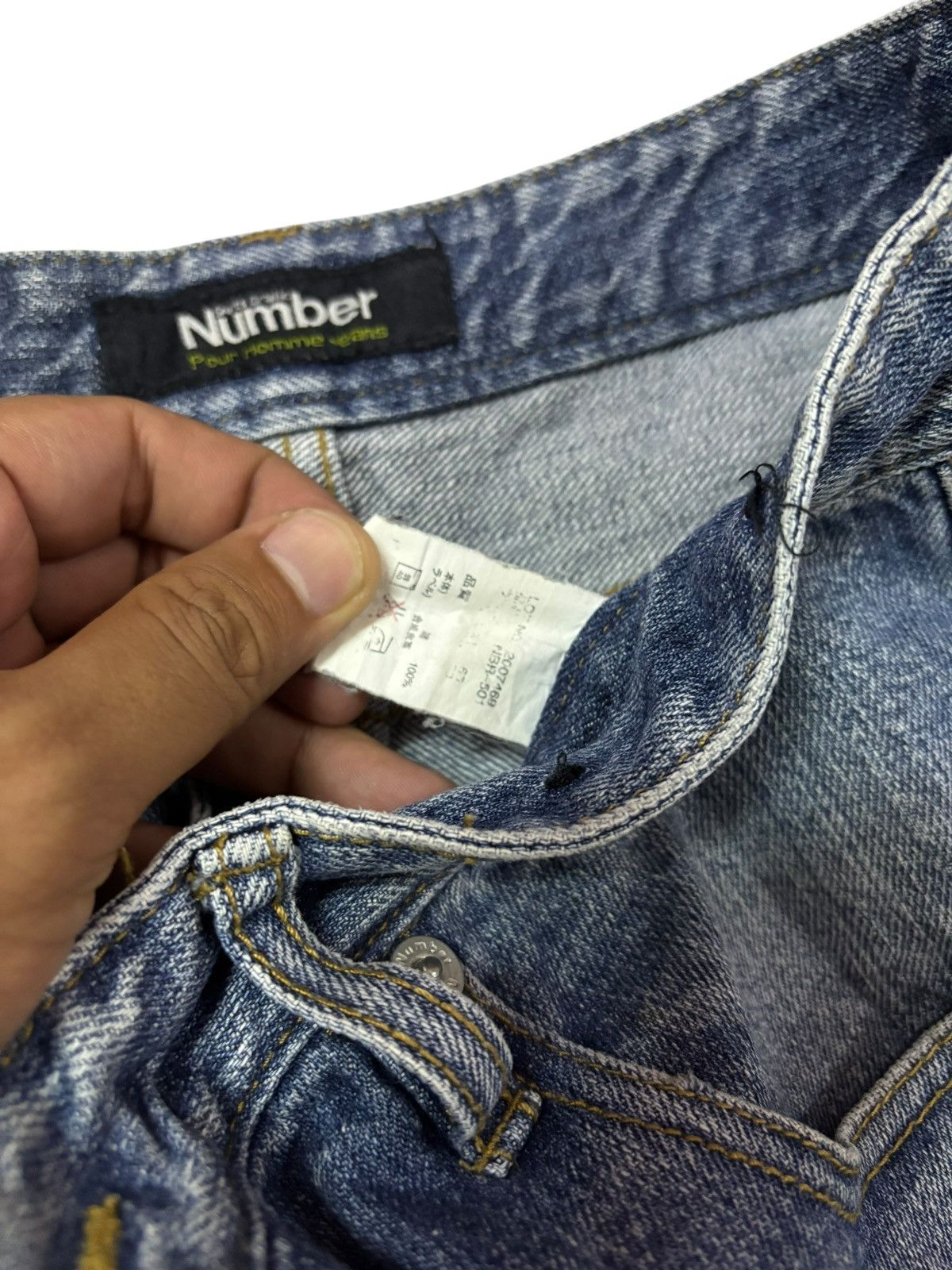Japanese Brand Vtg Back Number Homme Japan Distressed Jeans Size US 31 - 6 Thumbnail