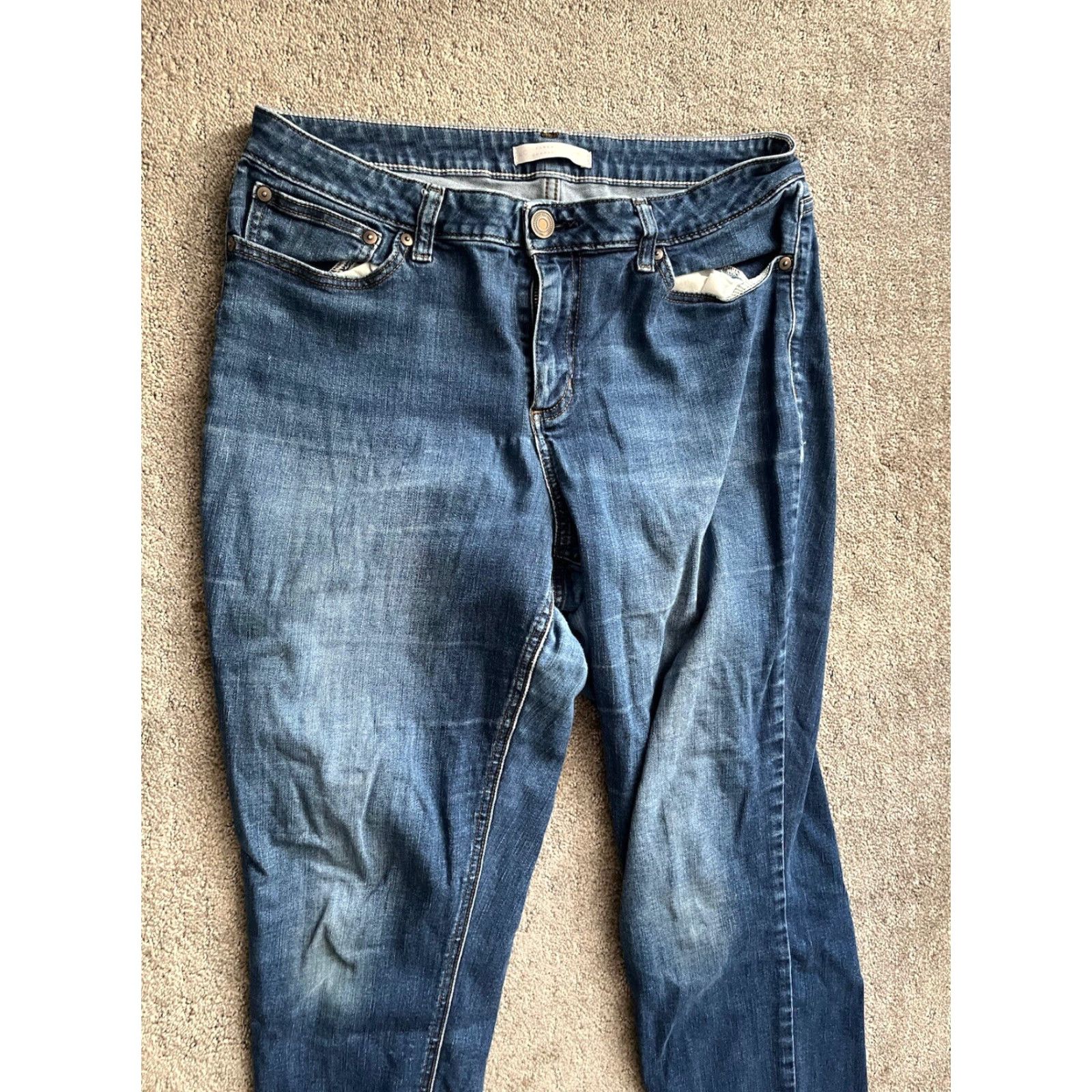 Vintage LC Lauren Conrad Jeans Modern Straight Distressed Denim 30x26 Blue Women's Size 6 Regular Stretch Size 28" / US 6 / IT 42 - 2 Thumbnail