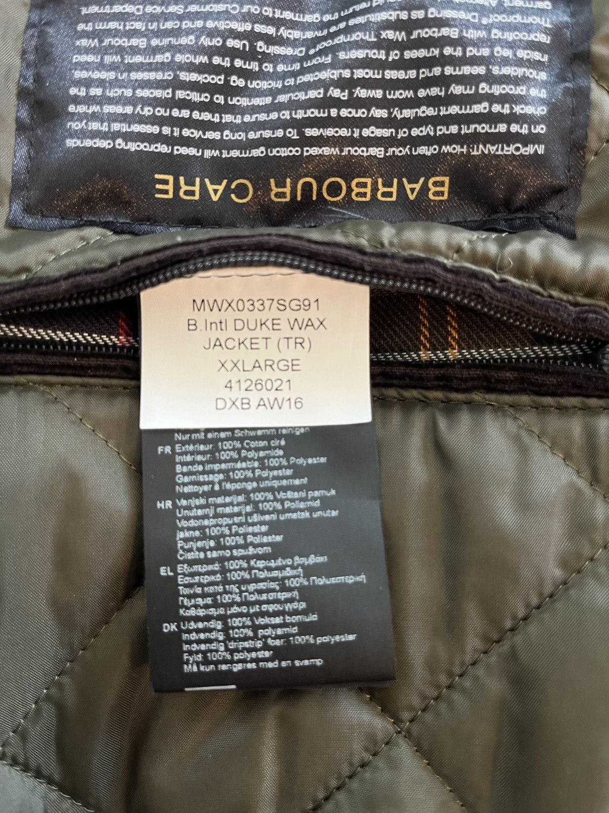 Barbour Barbour International Men’s Duke Wax Jacket Size US XXL / EU 58 / 5 - 8 Thumbnail