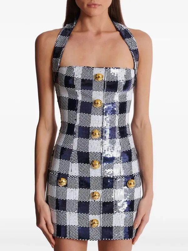 Balmain o1s1wg110725 Sequin Embellished Mini Dress in Multicolor Size S / US 4 / IT 40 - 4 Thumbnail