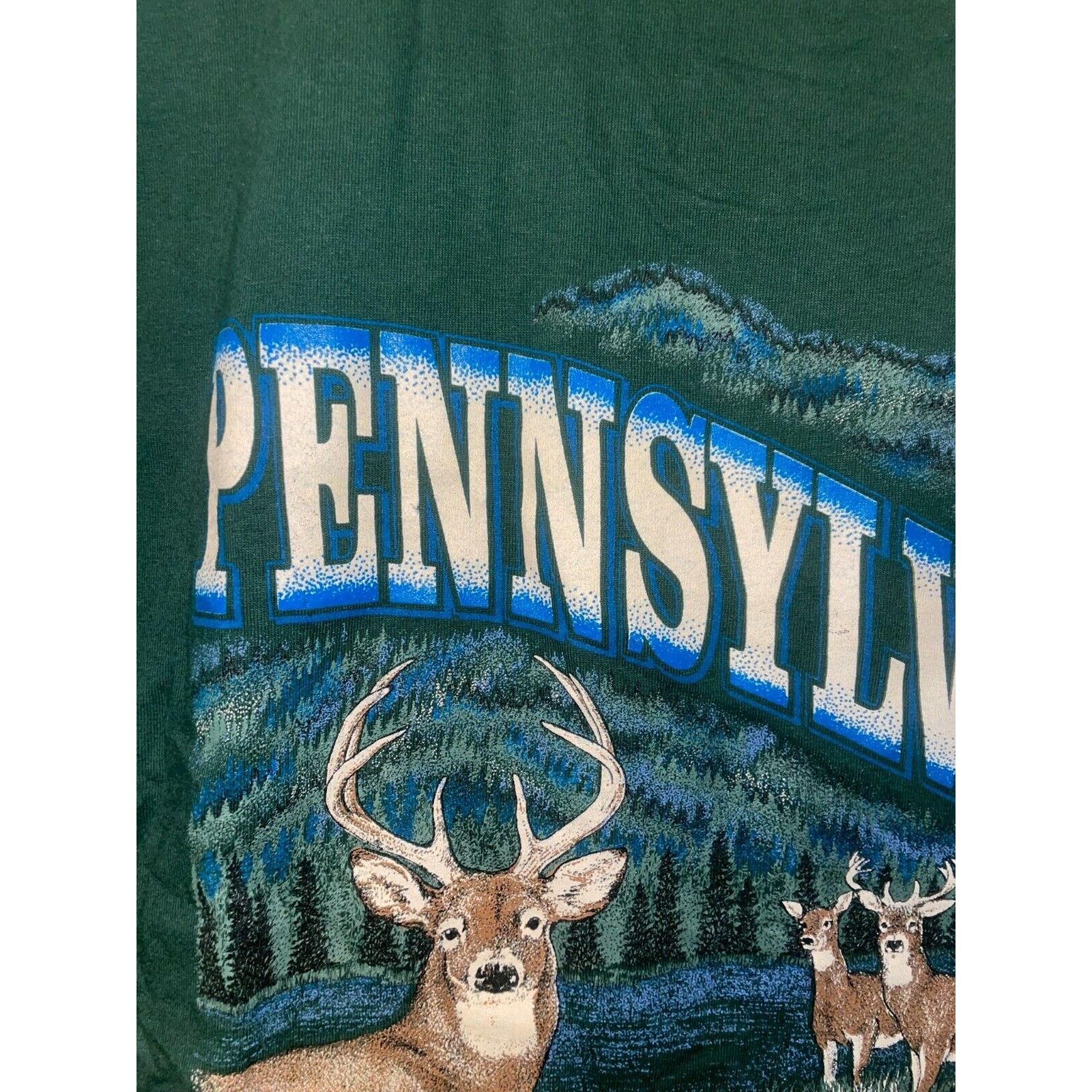 Jerzees 90s Pennsylvania Deer Scenic Nature Graphic T-Shirt L Size US L / EU 52-54 / 3 - 3 Thumbnail