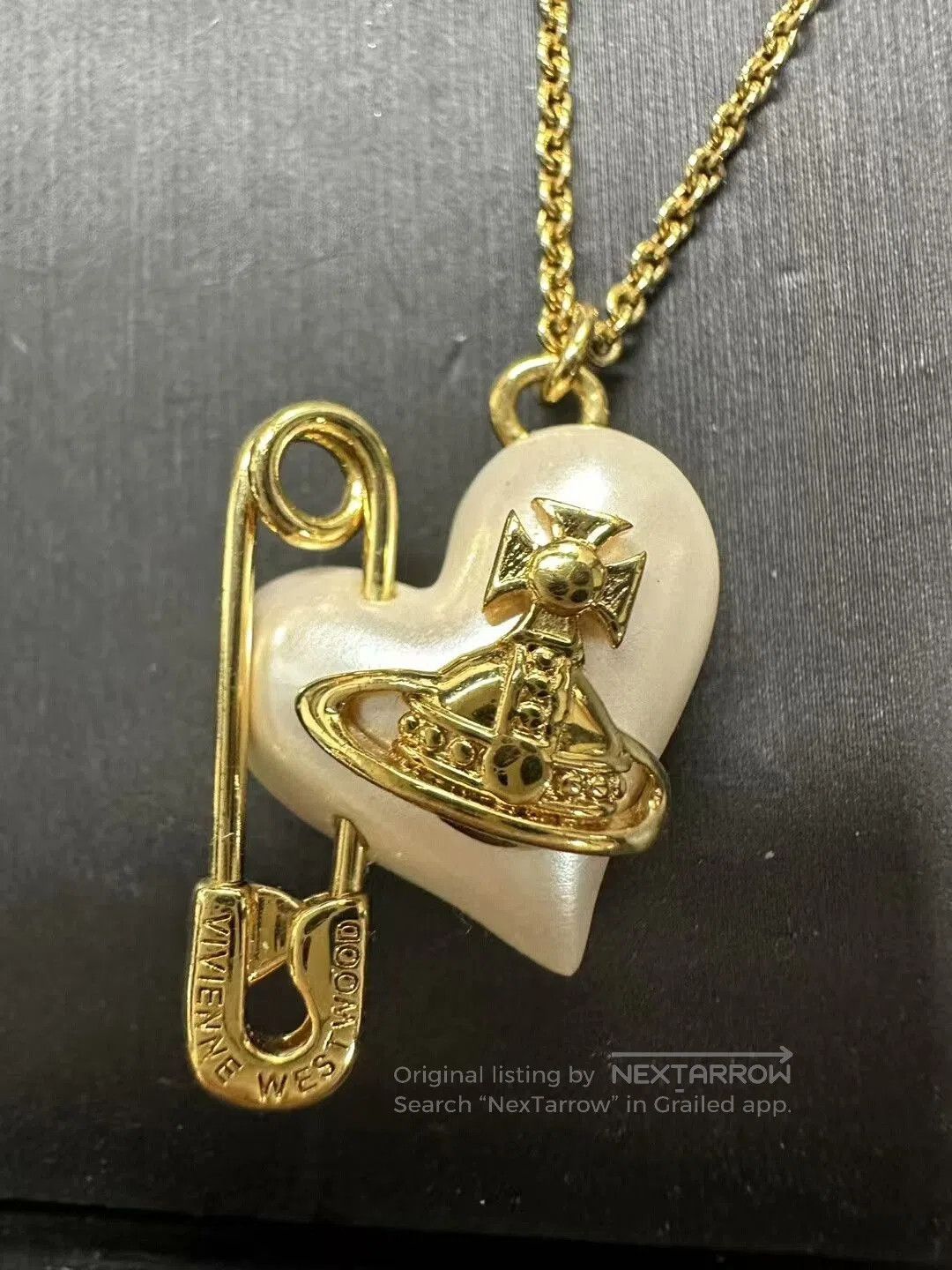 Vivienne Westwood Vivienne Westwood Heart Pin Pearl Necklace. Size ONE SIZE - 2 Thumbnail