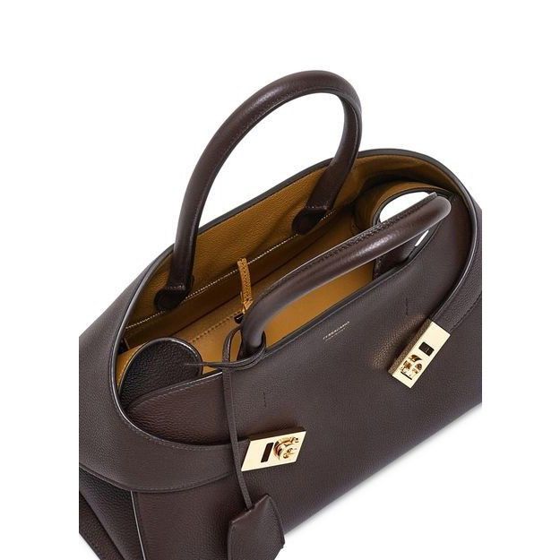 Salvatore Ferragamo FERRAGAMO Hug Medium Testa Di Moro/Burnt Ocra Top Handle Bag Size ONE SIZE - 5 Thumbnail