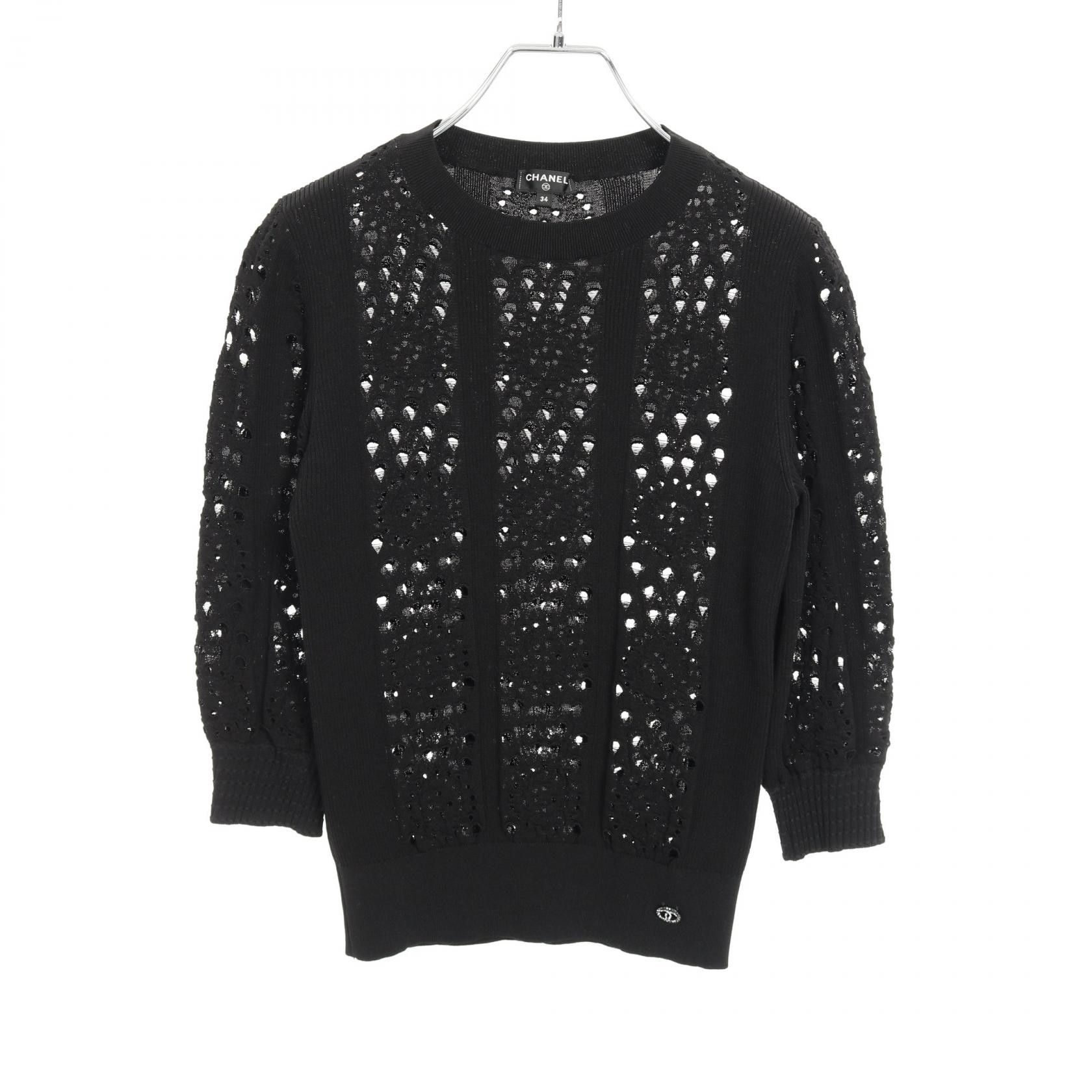 Chanel Chanel Chanel Coco Mark Cotton Knit Top Cotton Tops P62984K48963 Size ONE SIZE - 1 Thumbnail