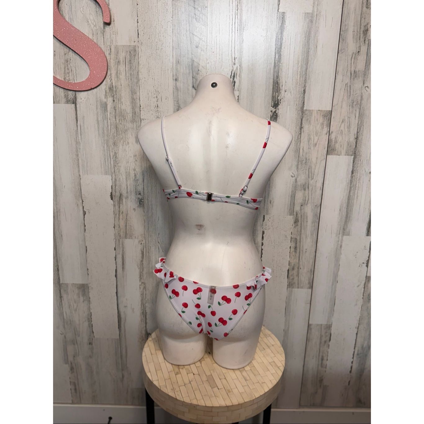 Other Cherry Print Bikini Set Women’s Two Piece Ruffle Bottoms Adj Size ONE SIZE - 5 Thumbnail