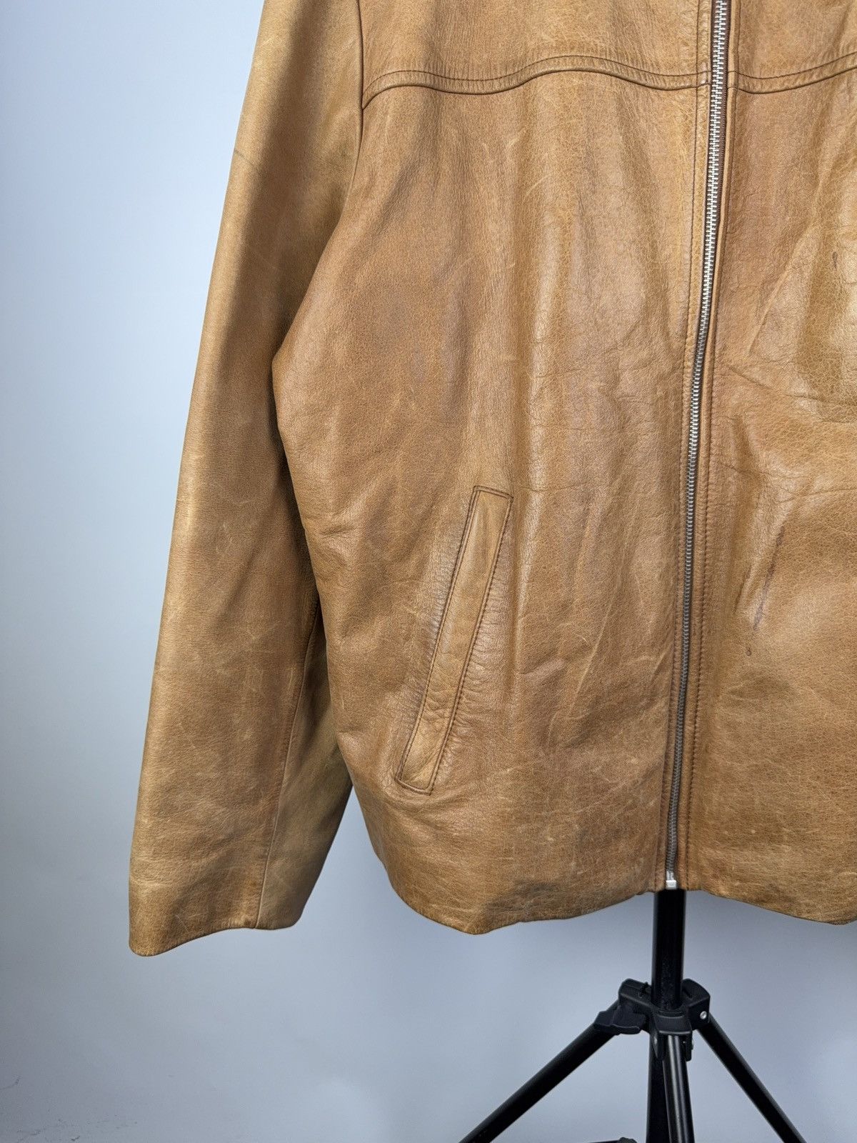 Leather Vintage 90s Trapper Retro Biker Moto Leather Jacket Size US L / EU 52-54 / 3 - 3 Thumbnail