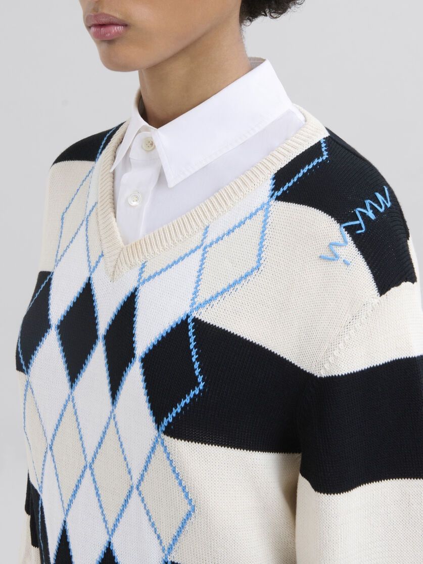 Marni o1f1d3z0326 Striped Argyle Cardigan in Multicolor Size XL / US 12-14 / IT 48-50 - 4 Thumbnail