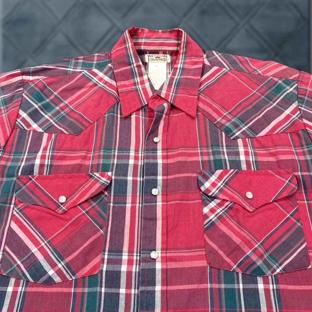 Vintage VINTAGE Western Frontier Shirt Mens L Red Plaid Short Sleeve Snap Button Up Pockets Size US L / EU 52-54 / 3 - 1 Thumbnail