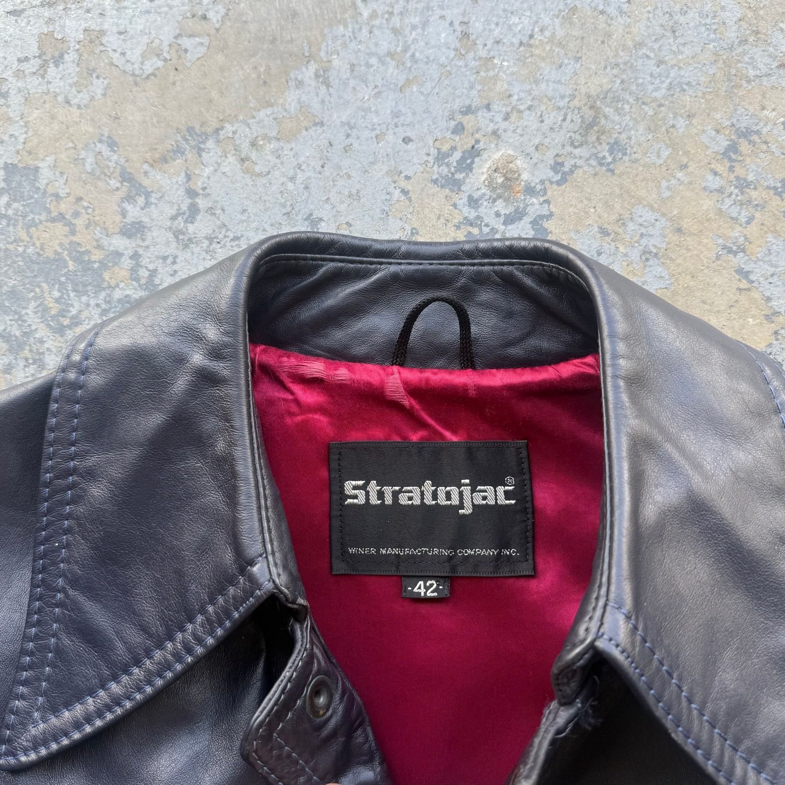 Vintage Vintage 70’s Stratojac Navy Blue Leather Jacket Sz 42 Size US L / EU 52-54 / 3 - 3 Thumbnail