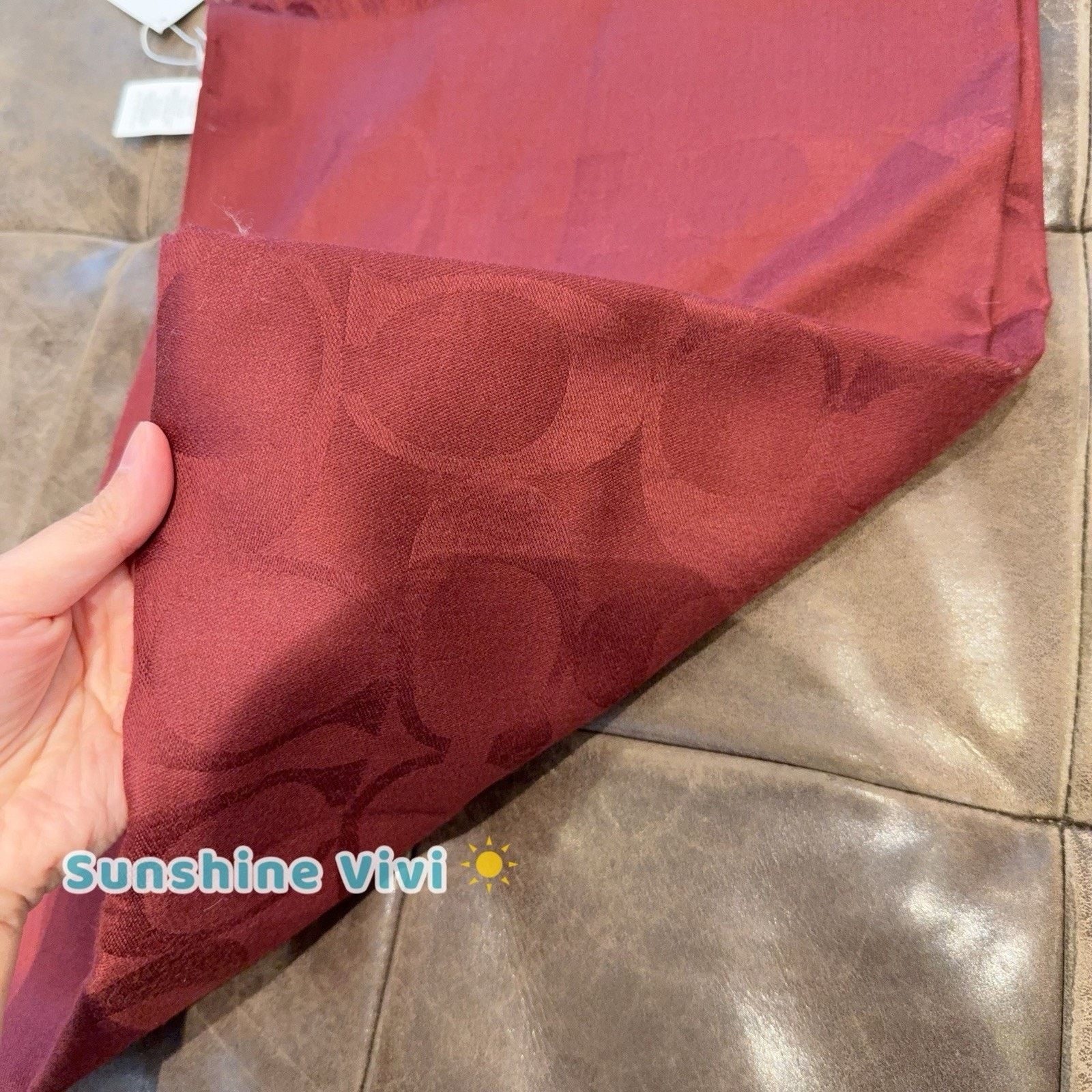 Coach NWT Coach Women's Signature Wrap Fringe Scarf CB700 Burgundy Size ONE SIZE - 5 Thumbnail