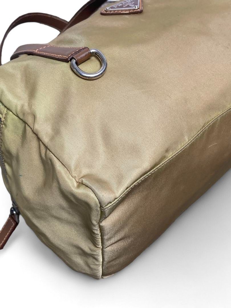 Prada Prada - Triangle Nylon Handbag Beige Brown Mini Boston Size ONE SIZE - 6 Thumbnail