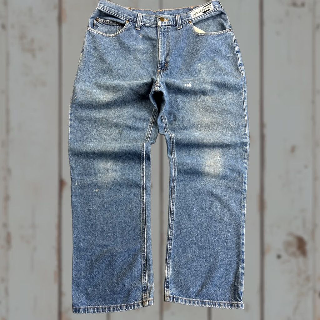 Carhartt VINTAGE Carhartt Jeans Relaxed Fit 38 x 30 Blue Workwear Distressed Grunge Men's Jeans 80s 90s USA Logo Baggy Tailored Casual Denim Carhartt Shirt? Size US 38 / EU 54 - 1 Thumbnail