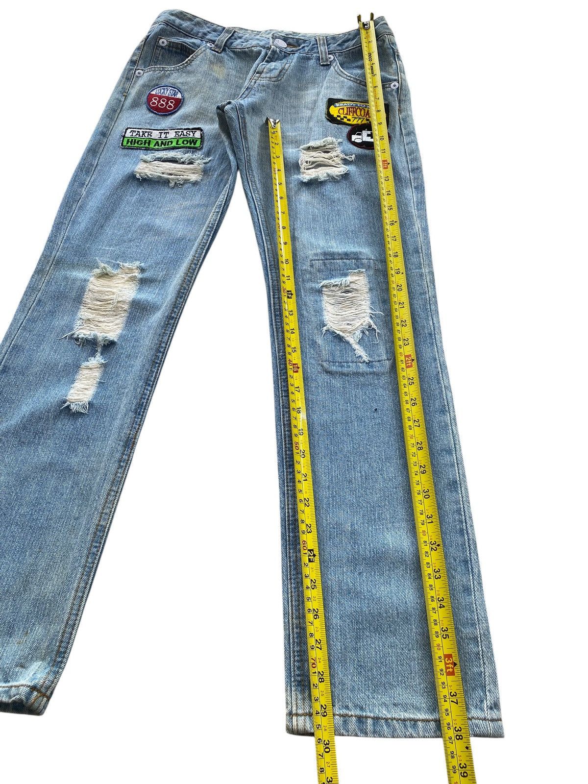 Japanese Brand Rote Rose Distressed Patch Work Style Straight Leg Jeans Size US 30 / EU 46 - 8 Thumbnail