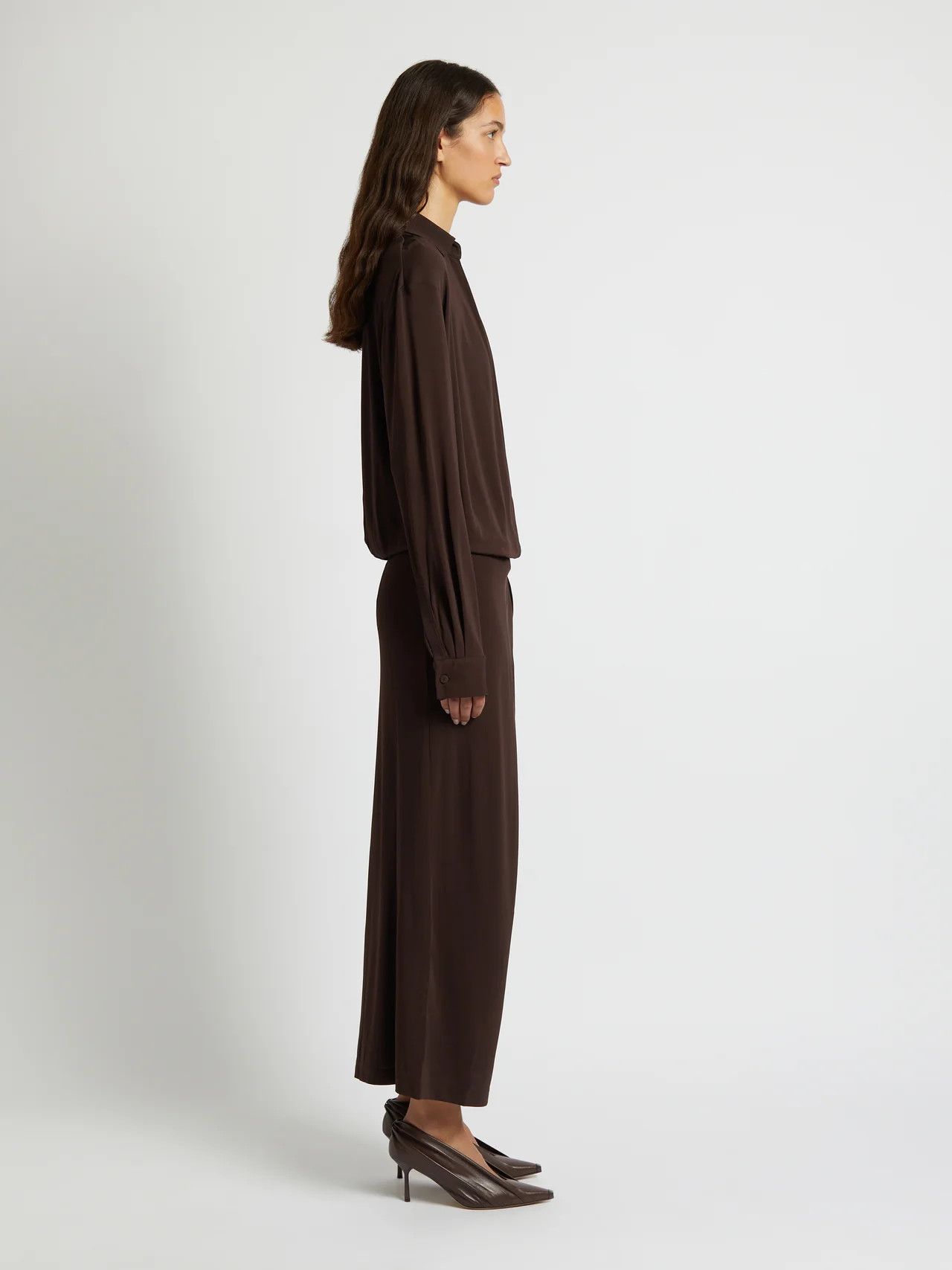 Christopher Esber o1mle1224 Framed Buckled Warp Shirt Dress in Cacao Size S / US 4 / IT 40 - 4 Thumbnail