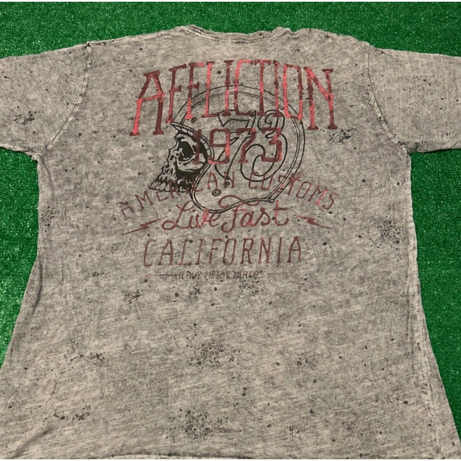 Affliction VINTAGE Affliction T-Shirt Mens 3XL Gray Biker Skull Grunge Y2K Punk American Customs Shirt Size US XXL / EU 58 / 5 - 4 Thumbnail