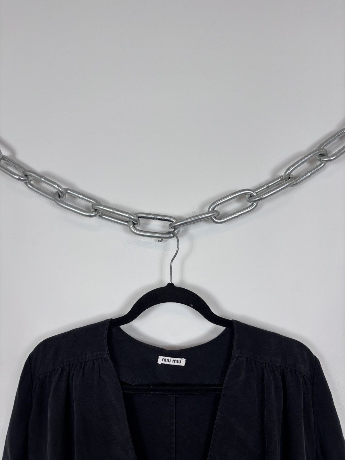 Miu Miu Miu Miu Women’s Grey/Black Silk Snap Cardigan Blouse Dress Size M / US 6-8 / IT 42-44 - 3 Thumbnail