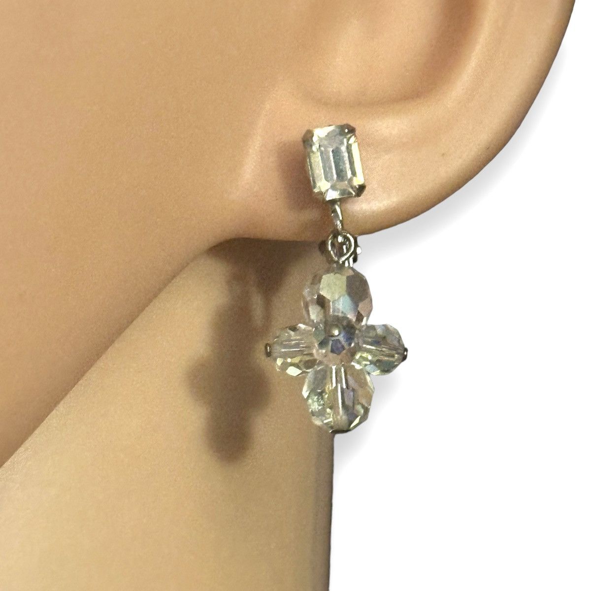 Other Aurora Borealis Crystal dangle post earrings Size ONE SIZE - 3 Thumbnail