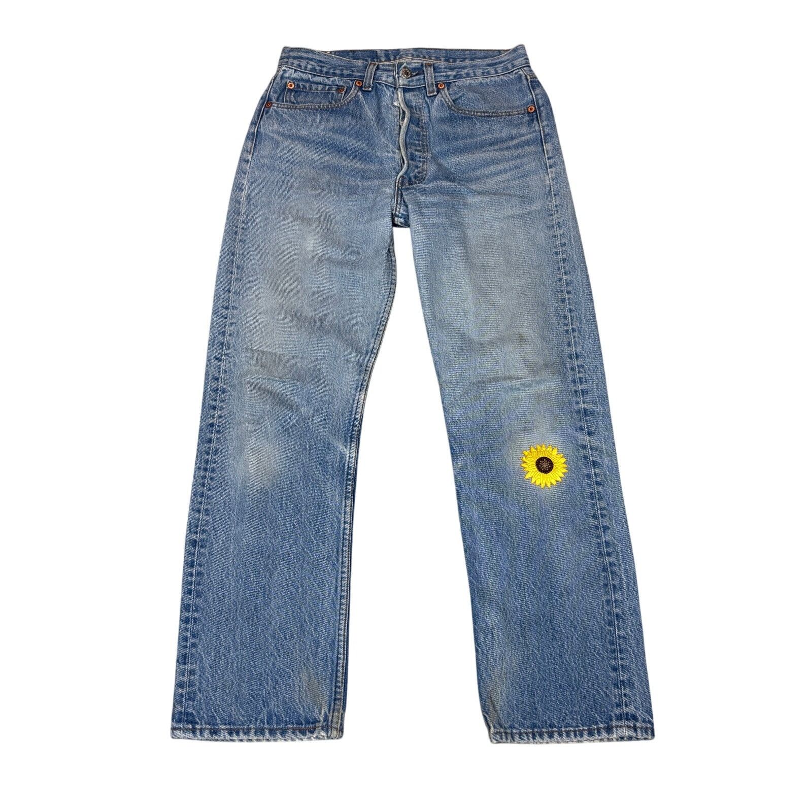 Levi's × Vintage Vintage 80s Levi's 501 Straight Leg Patch Jeans 32x32(30x29) Size US 30 / EU 46 - 1 Thumbnail
