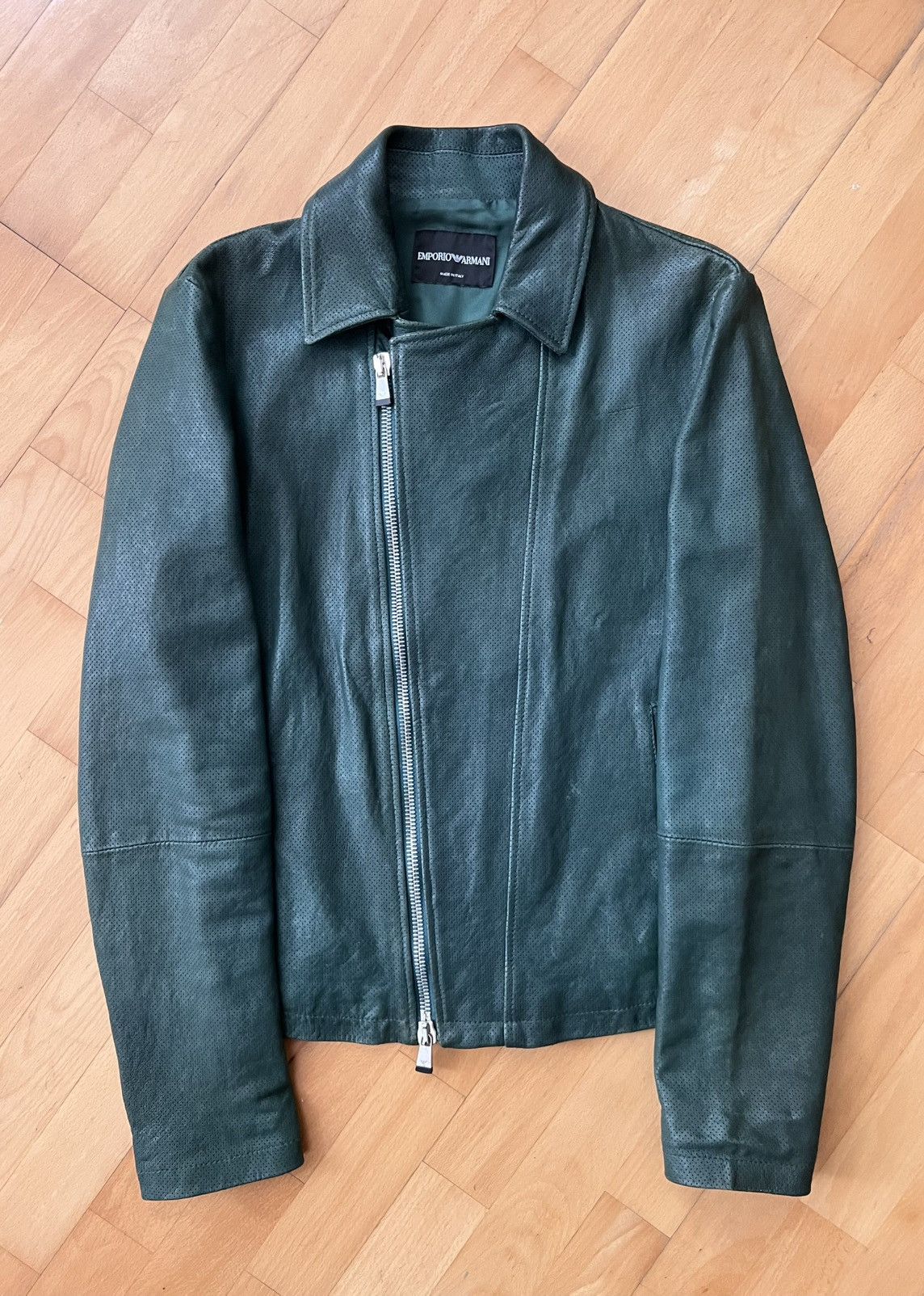 Emporio Armani 2014 Emporio Armani side zip perforated leather jacket Size US S / EU 44-46 / 1 - 1 Thumbnail