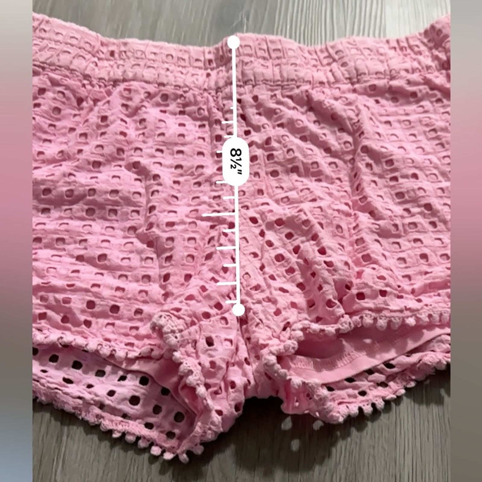 Lilly Pulitzer Lilly PulitzerPink Eyelet Pom Pom Mid Rise Pull-On Shorts M Size 29" - 7 Thumbnail