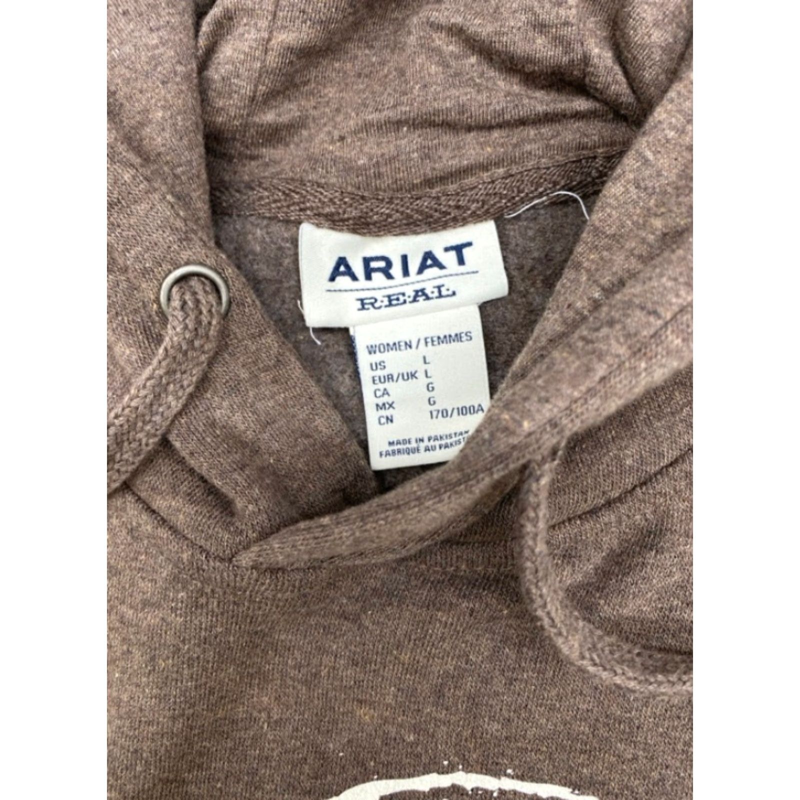 Ariat Ariat Hoodie Women's L Brown USA Logo Pockets Hooded Drawstring Long Sleeve - 5409 Size L / US 10 / IT 46 - 5 Thumbnail