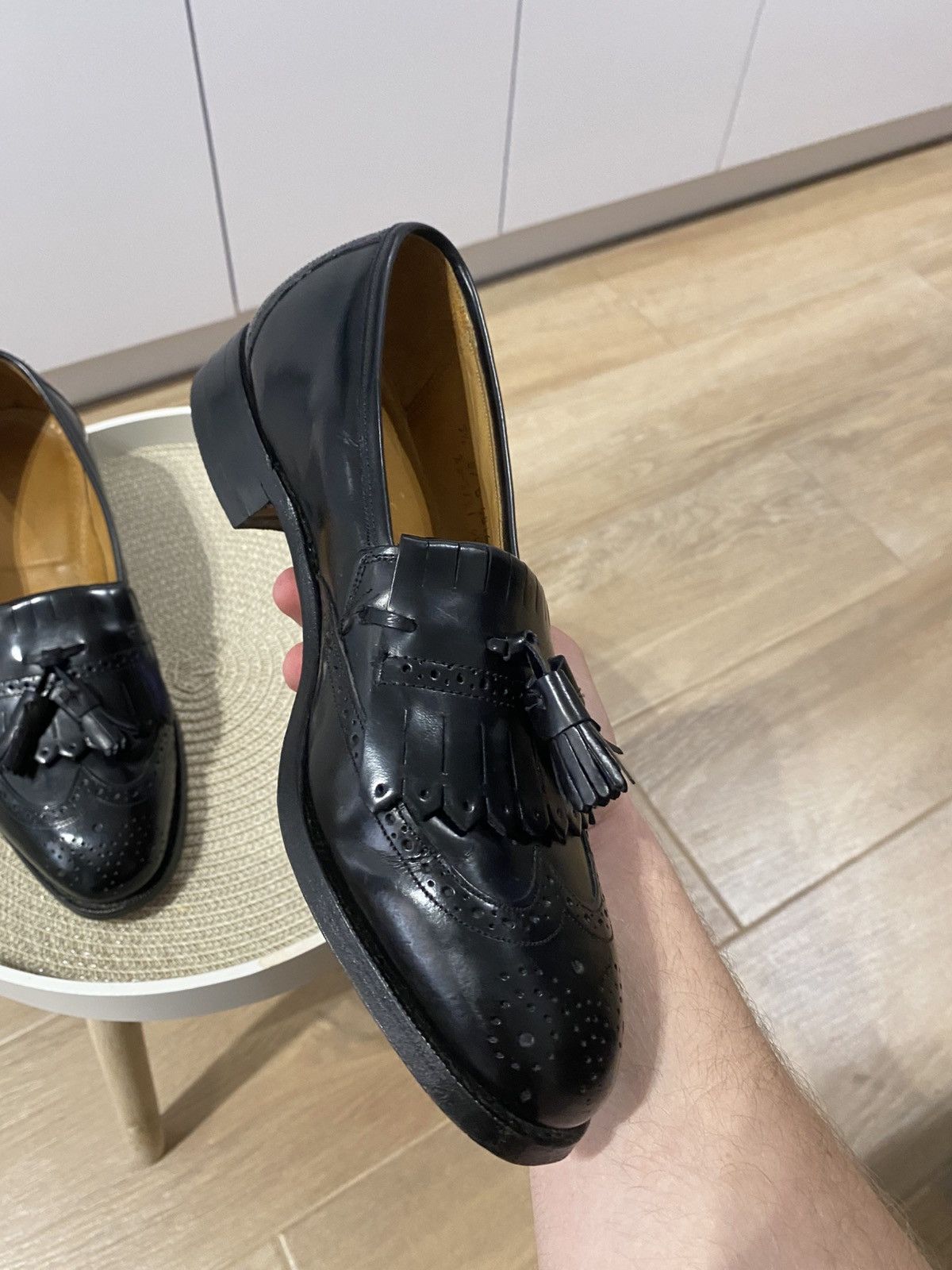 Johnston & Murphy Johnston & Murphy Optima Kiltie Tassel Wingtip Black Loafers Size US 9.5 / EU 42-43 - 11 Thumbnail