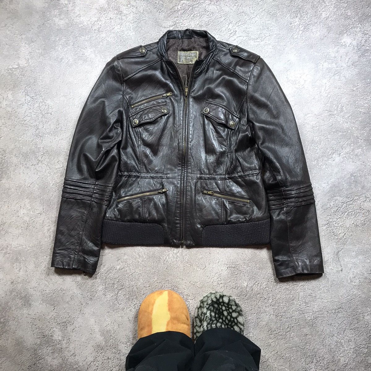 VINTAGE GUESS LEATHER JACKET JAPAN CASUAL STREETWEAR 90s