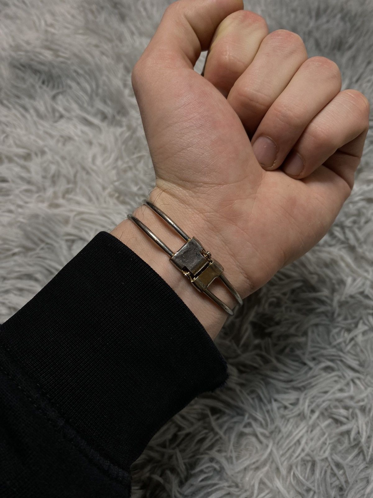 Vintage Vintage Silver Cuff Bracelet with Black Stone Accent Size ONE SIZE - 12 Thumbnail