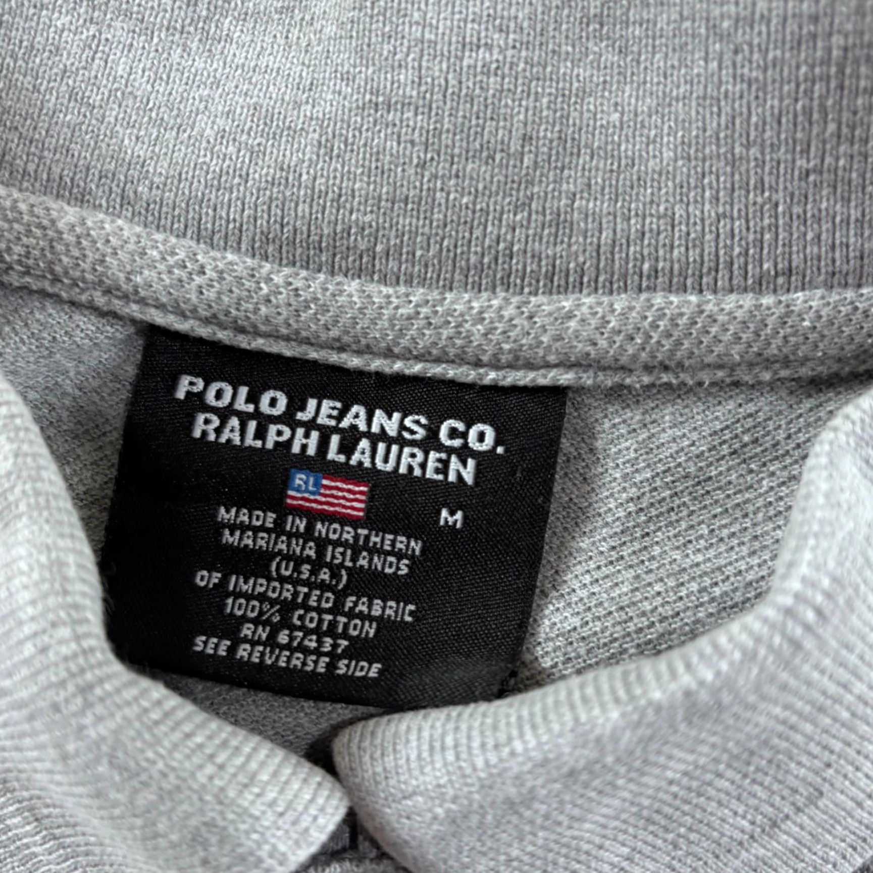Vintage Vtg Polo Jeans Co Shirt Men M Gray Cotton Ralph Lauren Embroidered Flag & Collar Size US M / EU 48-50 / 2 - 3 Thumbnail