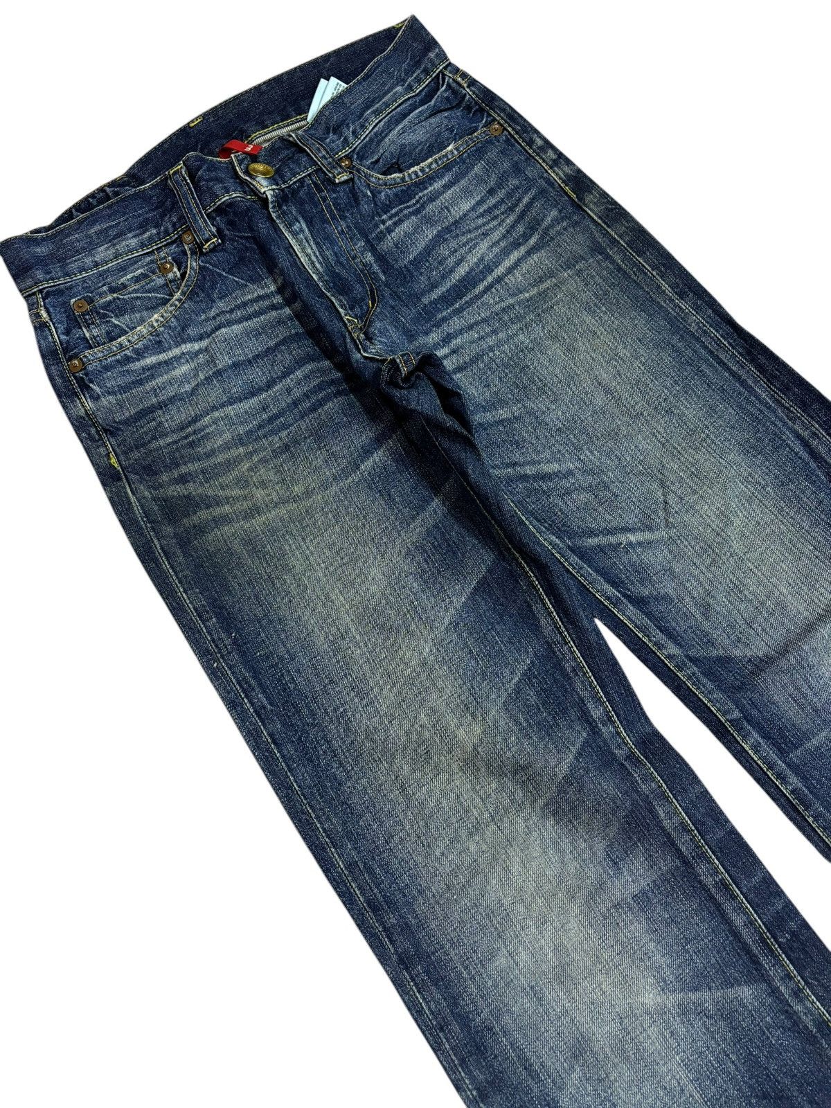 Japanese Brand × Kaihara Denim × Vintage Vintage Kaihara Uniqlo S-002 Faded Indigo Washed Jeans Size US 28 / EU 44 - 3 Thumbnail