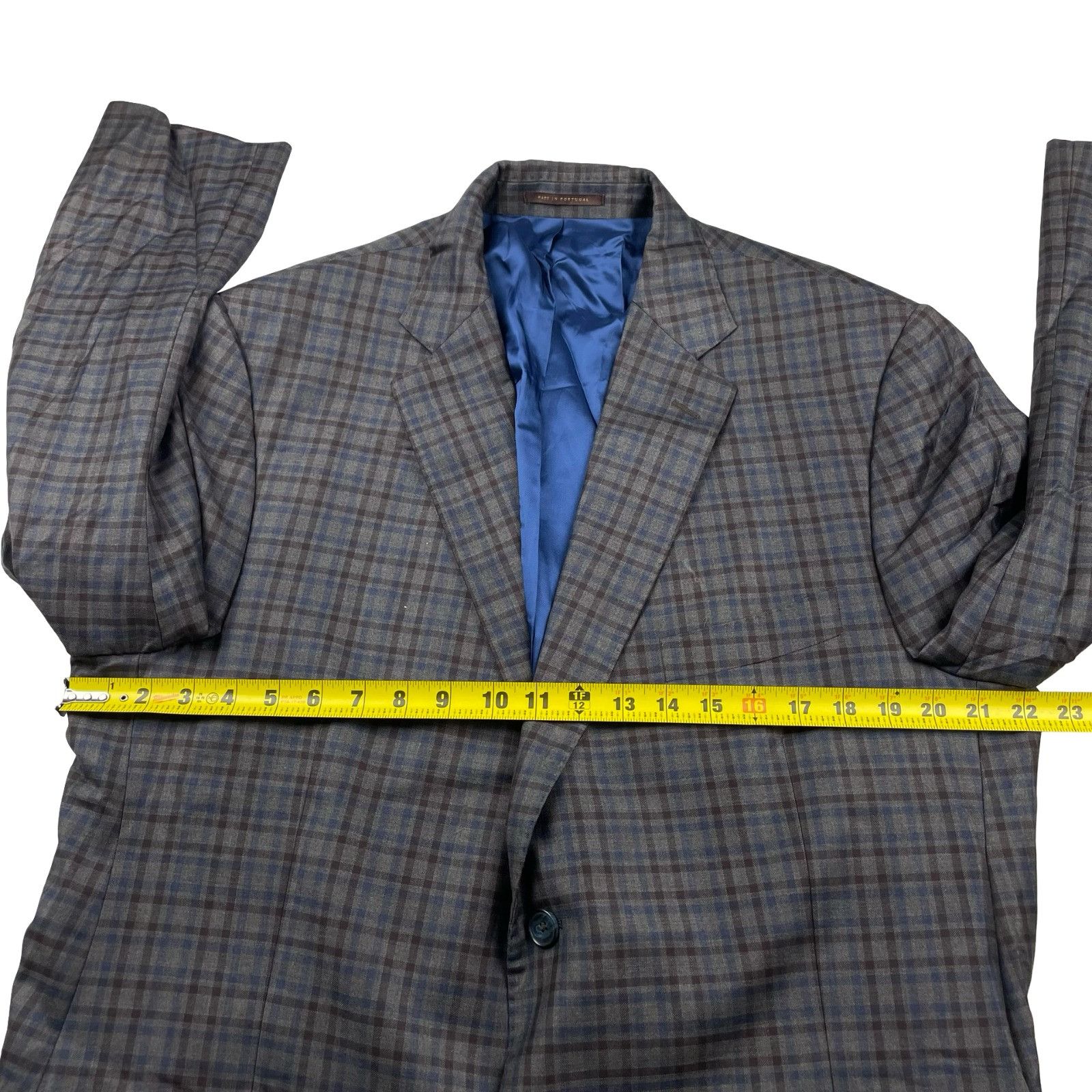 J.Hilburn J.Hilburn Men's Bespoke 100% Wool 2-Button Blazer Brown/Blue Size 46S - 9 Thumbnail
