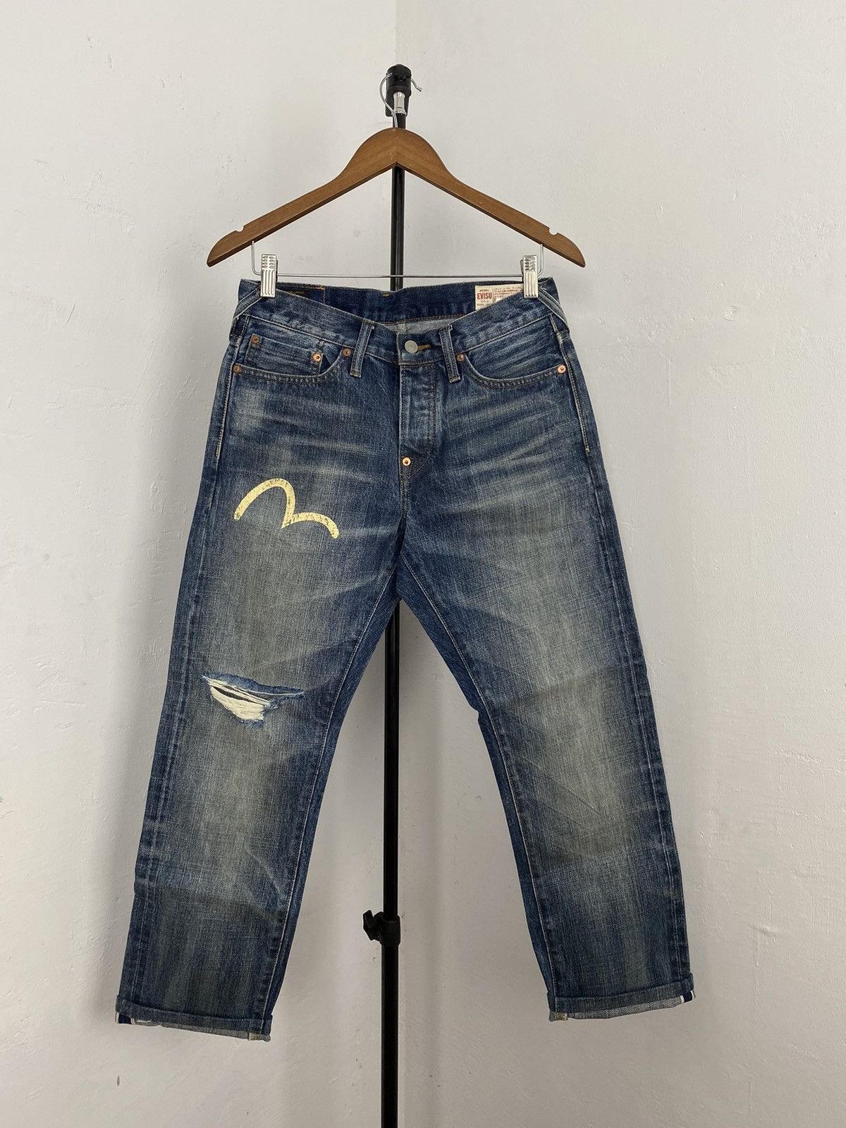 Evisu Evisu logo distressed selvedge jeans 2008 Size US 29 - 2 Thumbnail