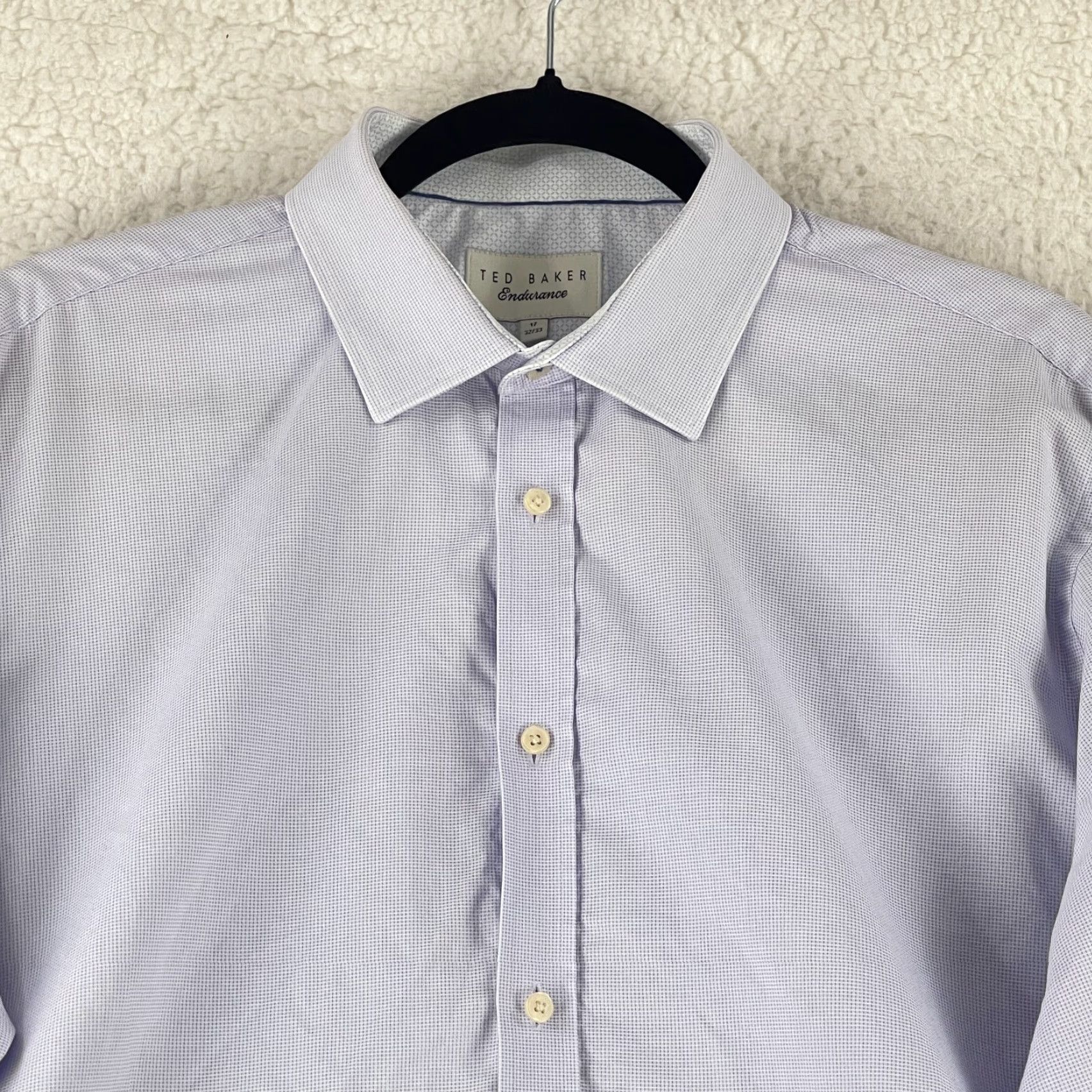 Ted Baker Ted Baker Endurance Button-Up Dress Shirt Mens XL Purple Geo Print 100% Cotton Geometric City London Preppy Shirt Size 46R - 3 Thumbnail