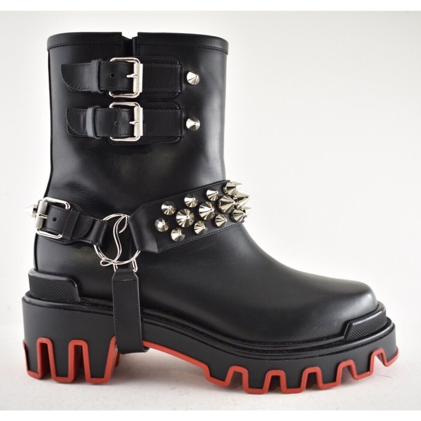 Christian Louboutin Christian Louboutin Dune Bike Flat Spike Black Leather Size US 8 / IT 38 - 2 Thumbnail