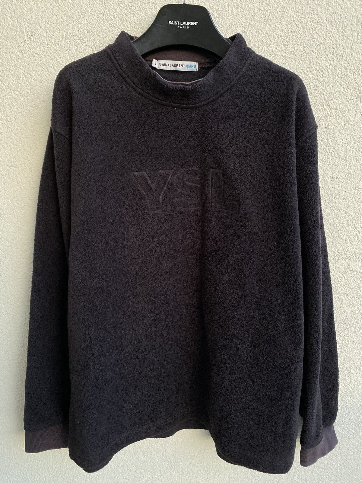 Yves Saint Laurent Fleece YSL Sweatshirt Black Big Logo YSL Sweater Size US L / EU 52-54 / 3 - 2 Thumbnail
