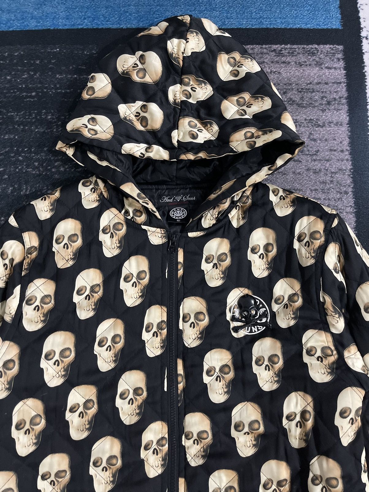 Japanese Brand AND SUNS SKULS FULLPRINT HOODIE JACKET Size US L / EU 52-54 / 3 - 6 Thumbnail